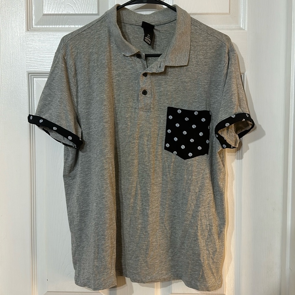 H&M polo. Grey with black pocket. Large.